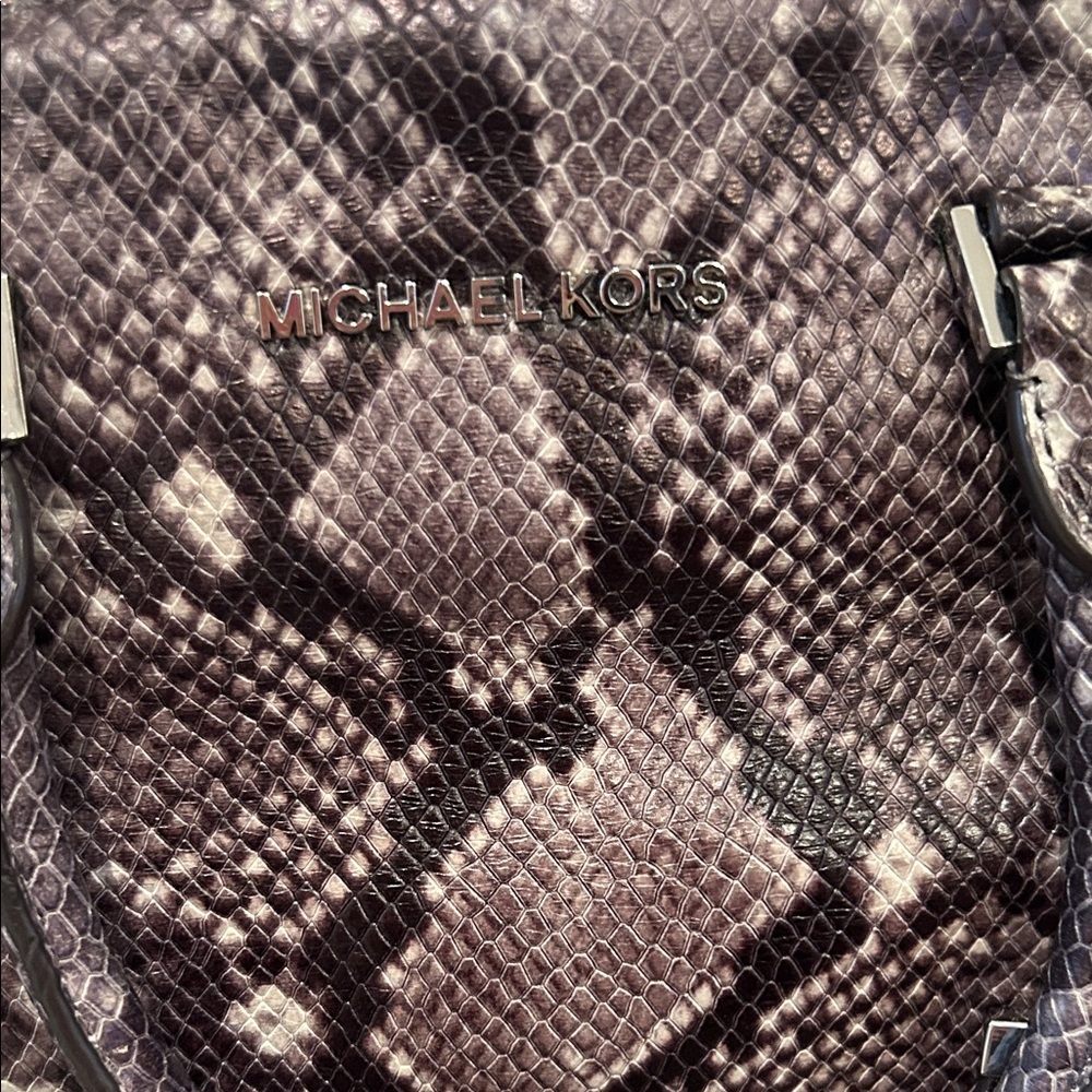 Michael Kors Riley Python Embossed Leather Satche… - image 3